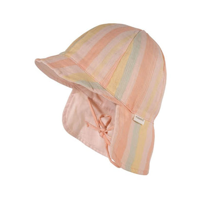 GOTS Schildmütze mit Nackenschutz und Bindeband, muschelrosa