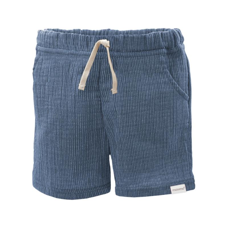 GOTS MINI Shorts Musselin, altindigo-weiß