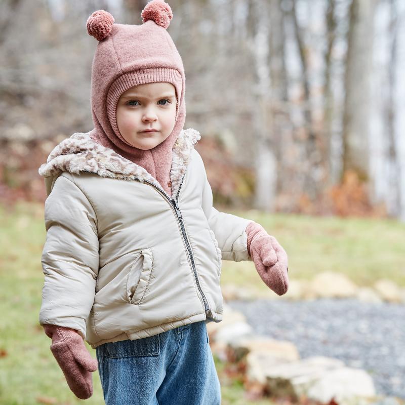GOTS MINI Handschuhe mit Daumen, Wollfleece rosemeliert