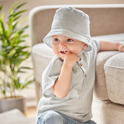 Baby Hemd kurzer Arm aus Leinenmischung