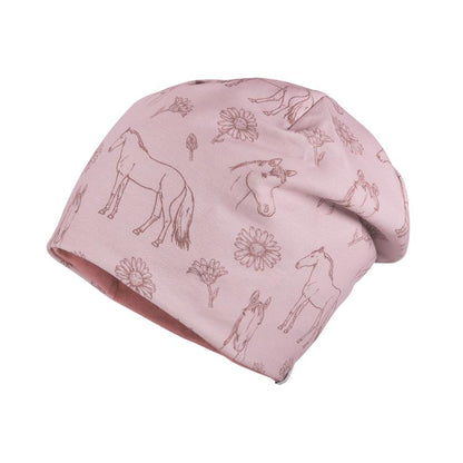 KIDS-Beanie, reversible,Futter Pferde/uni, UV 50
