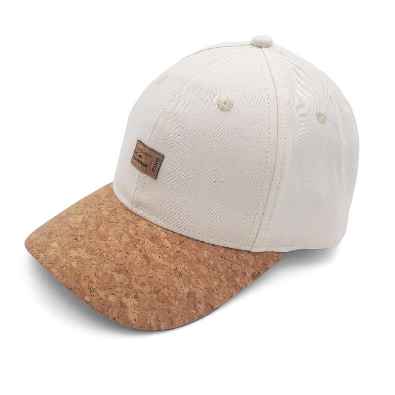 KIDS-Cap Waschoptik mit Korkschild und Klettverschluß, wollweiß