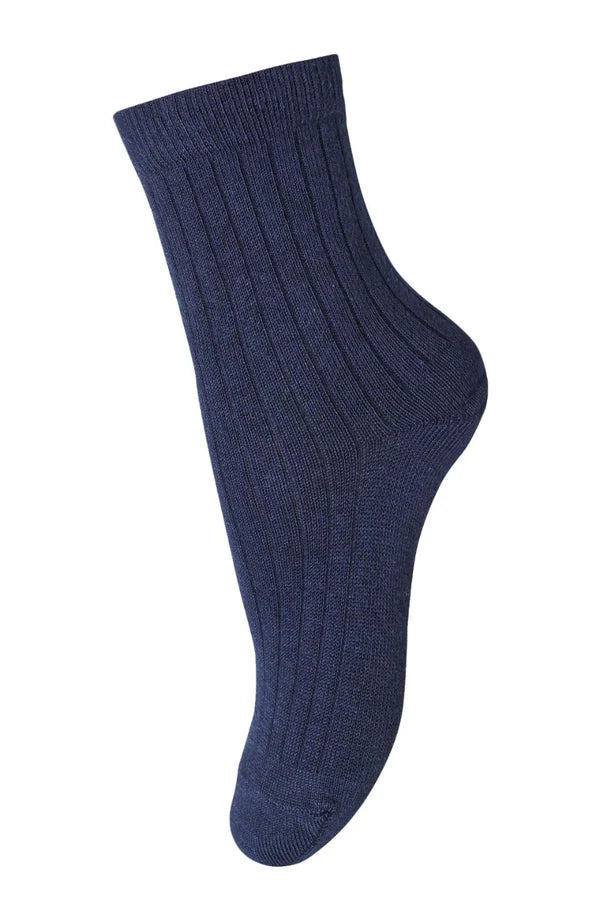 gerippte Baumwollsocken, navy