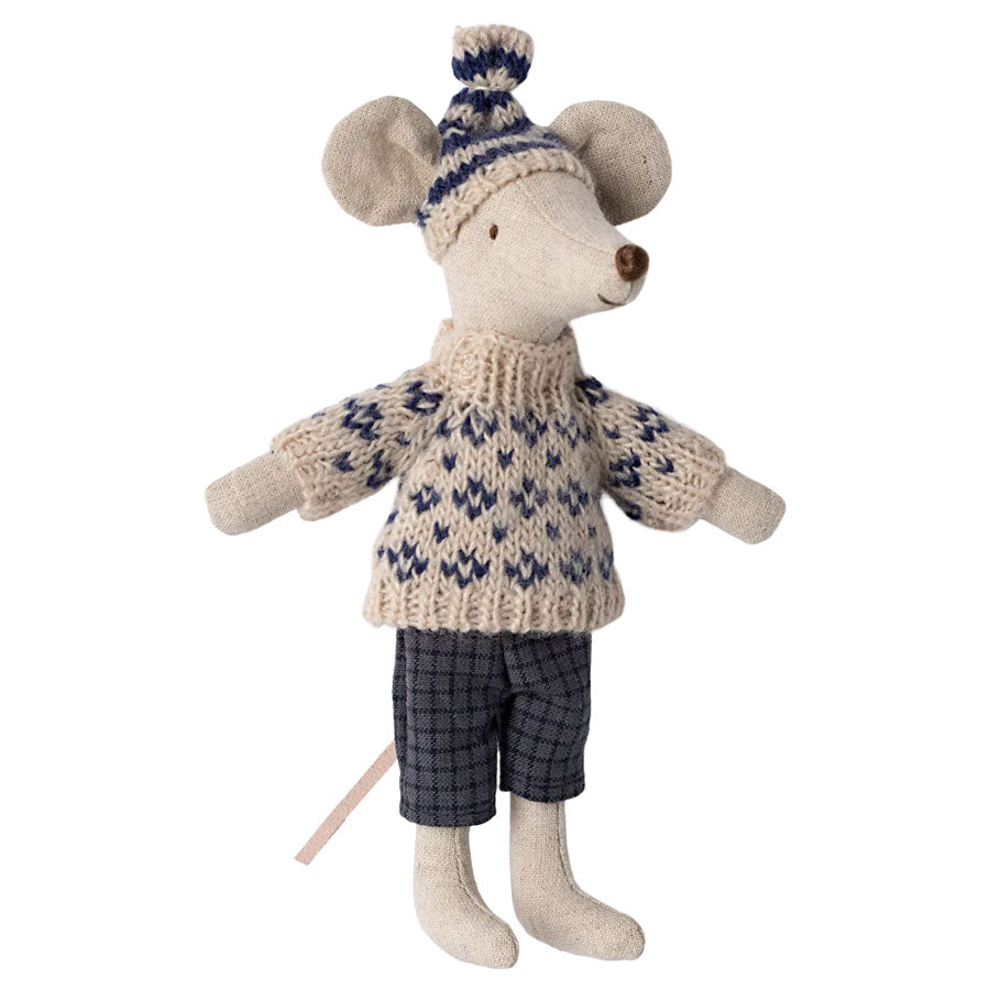 Wintermaus mit Skiset, Papa - Blau