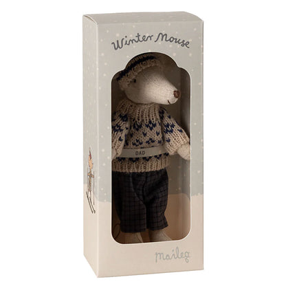 Wintermaus mit Skiset, Papa - Blau