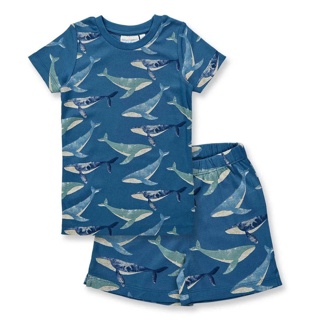 Kurzer Schlafanzug mit Walen, Modell KAFKA