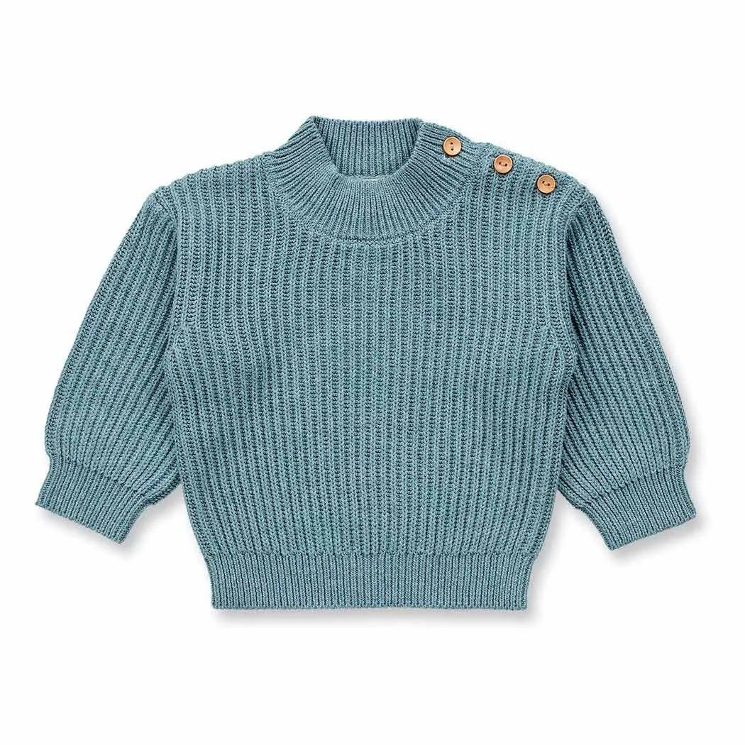 Baby Strickpullover in salbeigrün mélange, Modell VARUNY