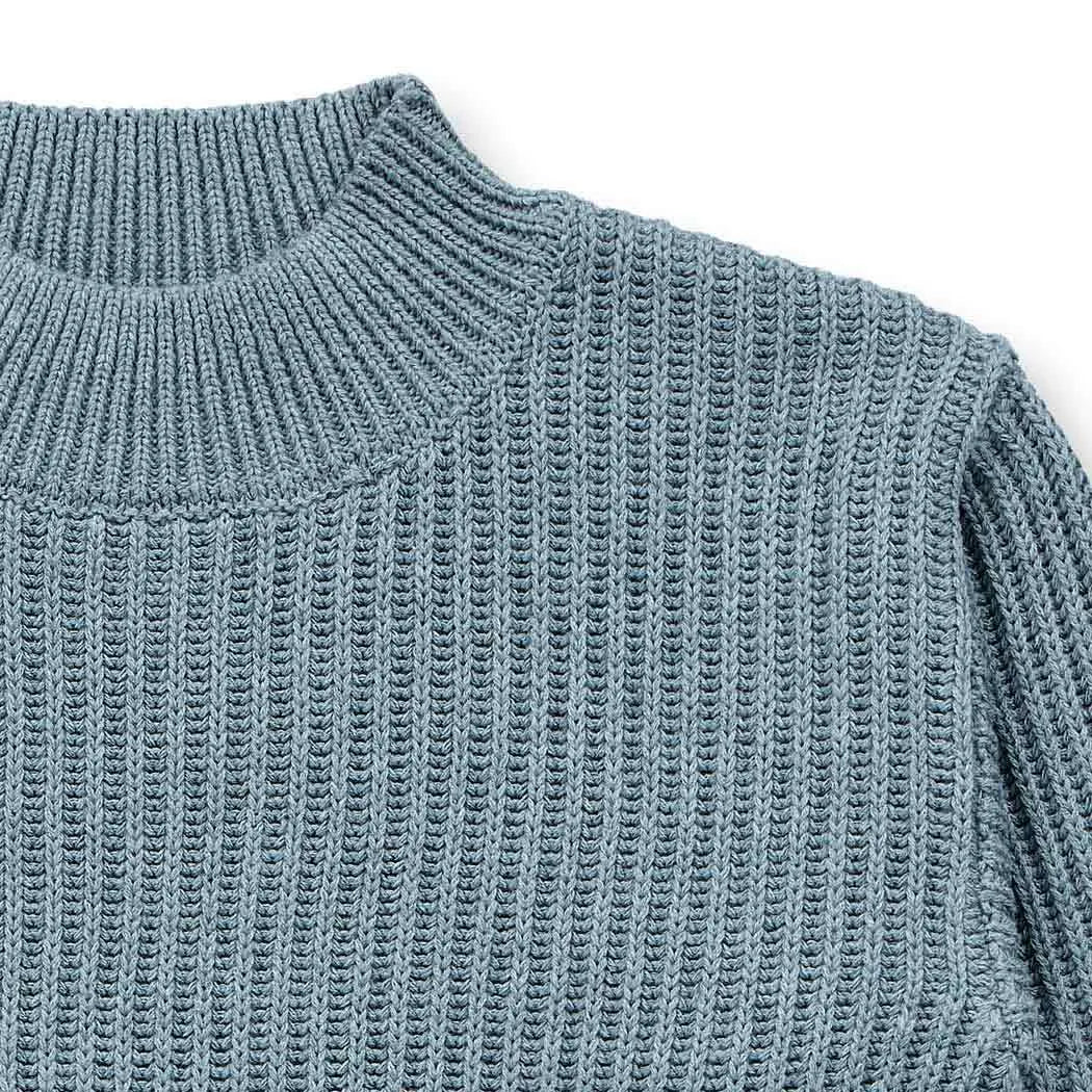 Kinder Strickpullover in salbeigrün mélange, Modell MARLEY