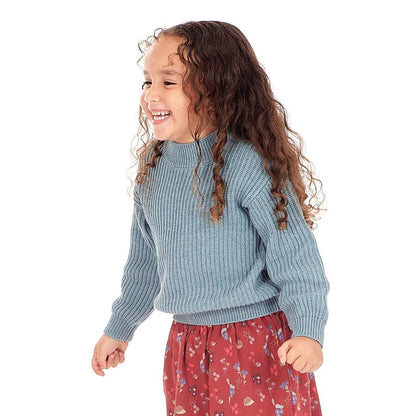 Kinder Strickpullover in salbeigrün mélange, Modell MARLEY