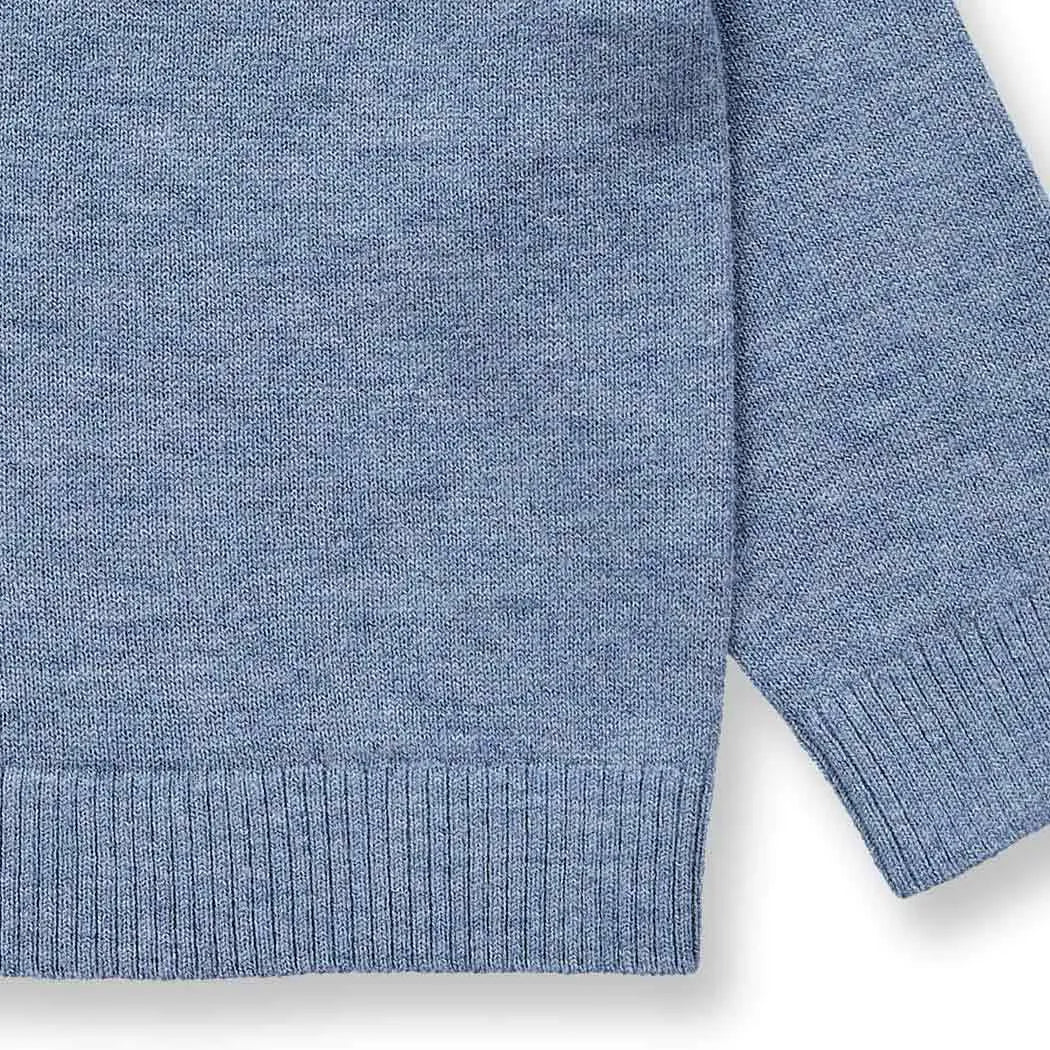 Baby Merino Strickpullover in denimblau mélange, Modell SIROO