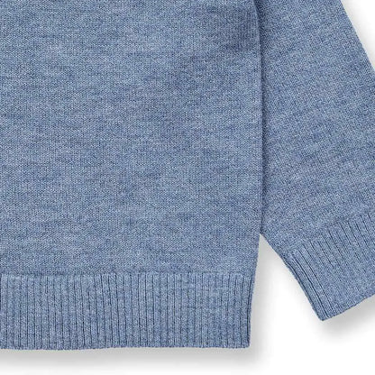 Baby Merino Strickpullover in denimblau mélange, Modell SIROO