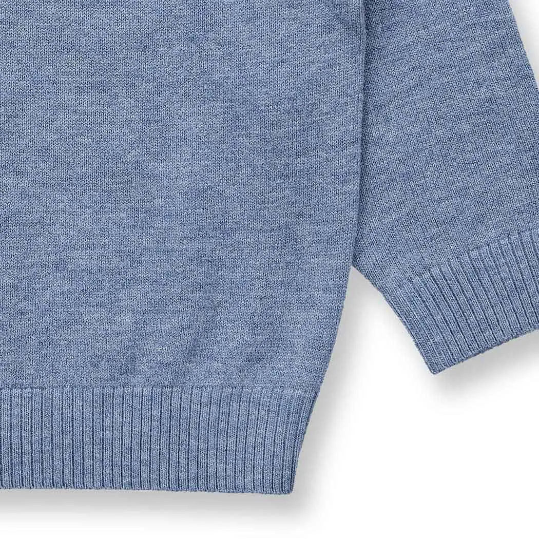 Kinder Merino Strickpullover in denimblau mélange, Modell IKE