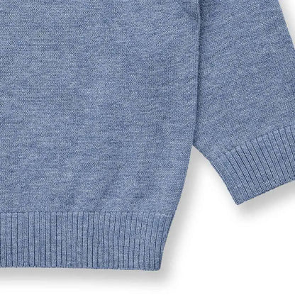 Kinder Merino Strickpullover in denimblau mélange, Modell IKE