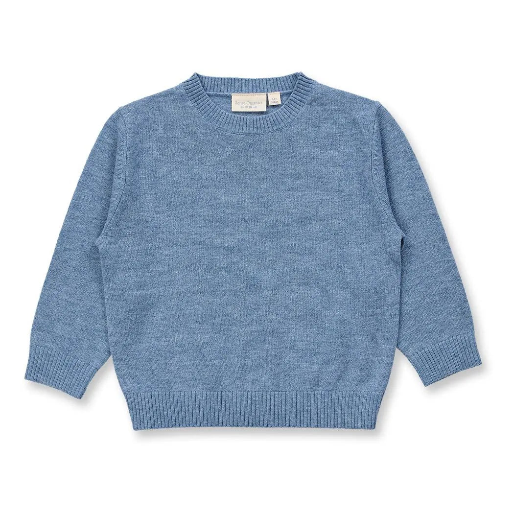 Kinder Merino Strickpullover in denimblau mélange, Modell IKE