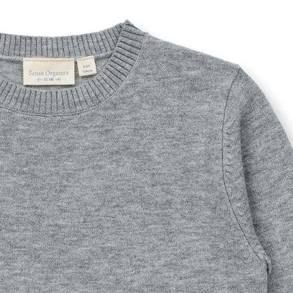 Kinder Merino Strickpullover in grau mélange, Modell IKE