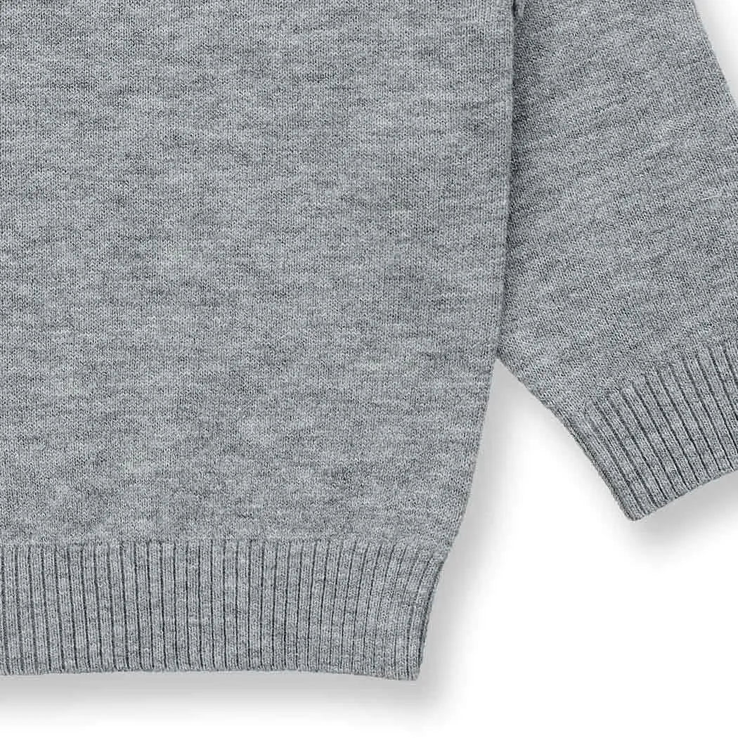 Kinder Merino Strickpullover in grau mélange, Modell IKE