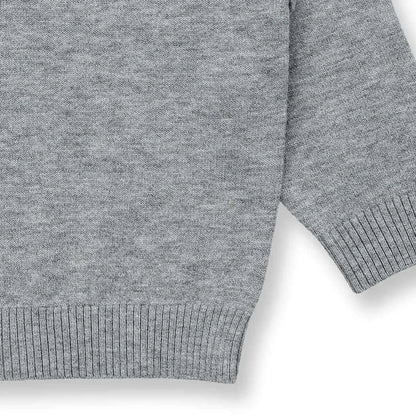 Kinder Merino Strickpullover in grau mélange, Modell IKE