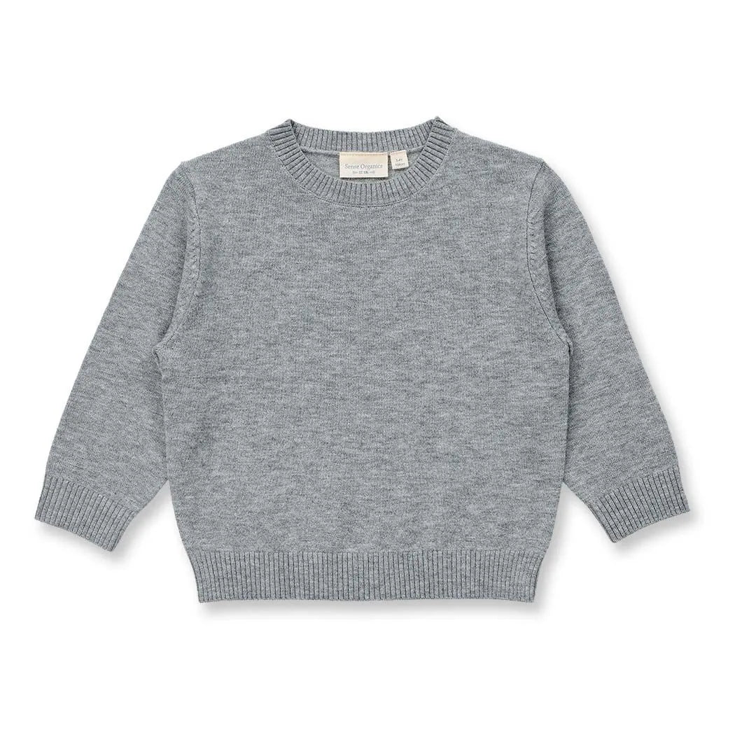 Kinder Merino Strickpullover in grau mélange, Modell IKE