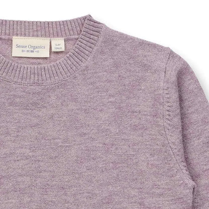 Kinder Merino Strickpullover in mauve mélange, Modell IKE