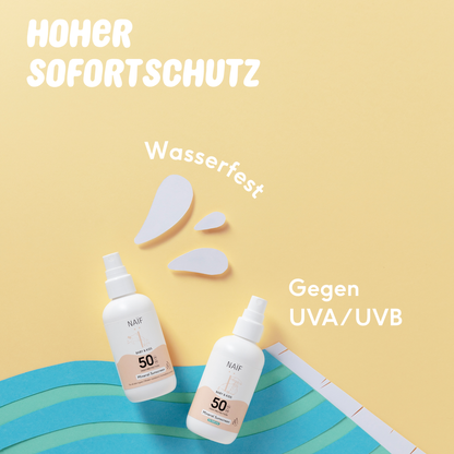 Sonnenschutzspray mit natürlichen UV-Filtern - Sunscreen Baby &amp; Kids LSF 50, 0 % Parfüm