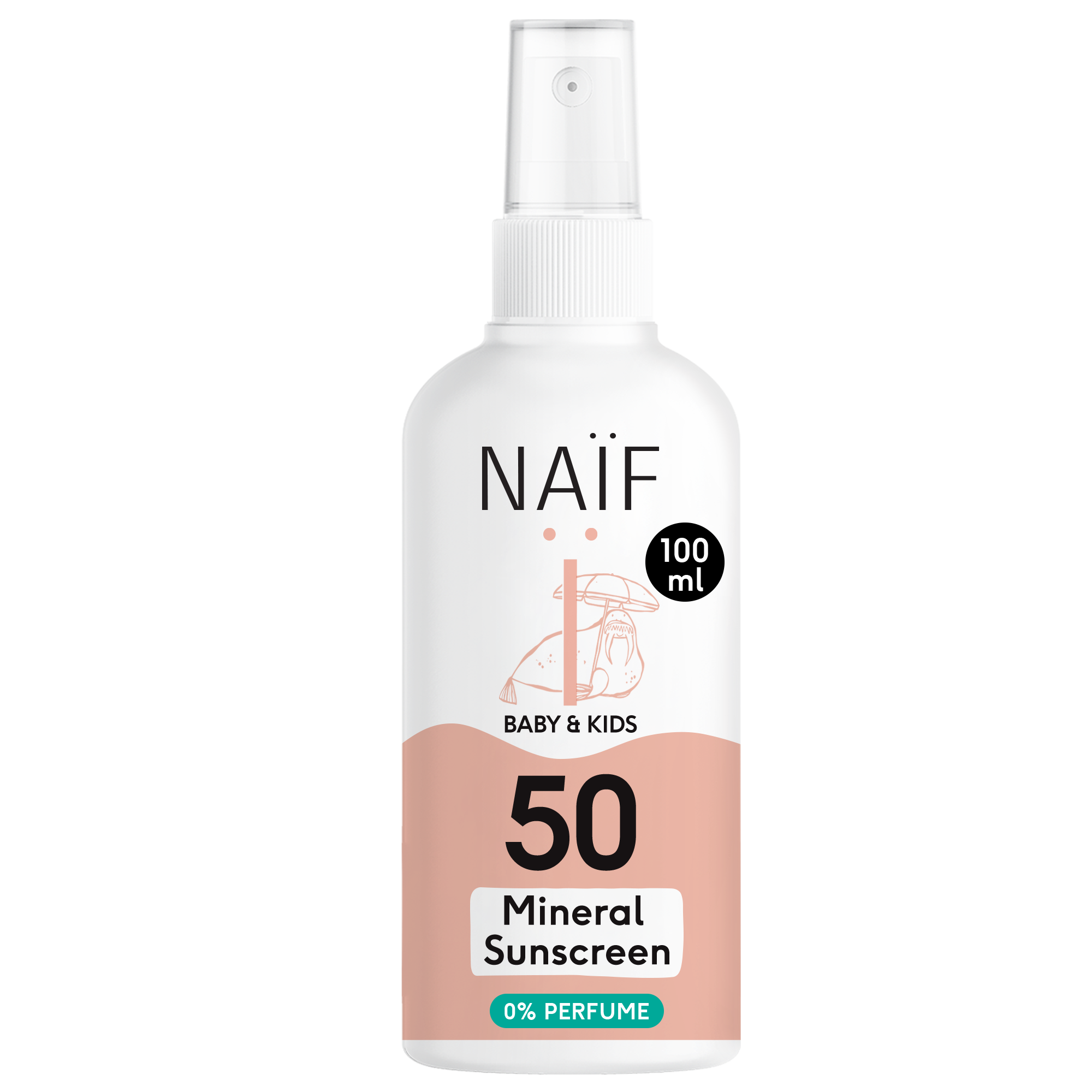 Sonnenschutzspray mit natürlichen UV-Filtern - Sunscreen Baby &amp; Kids LSF 50, 0 % Parfüm