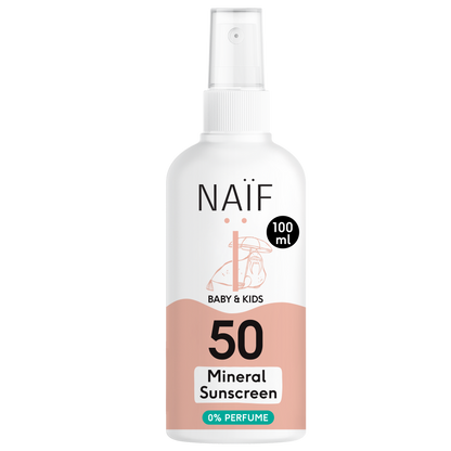 Sonnenschutzspray mit natürlichen UV-Filtern - Sunscreen Baby &amp; Kids LSF 50, 0 % Parfüm