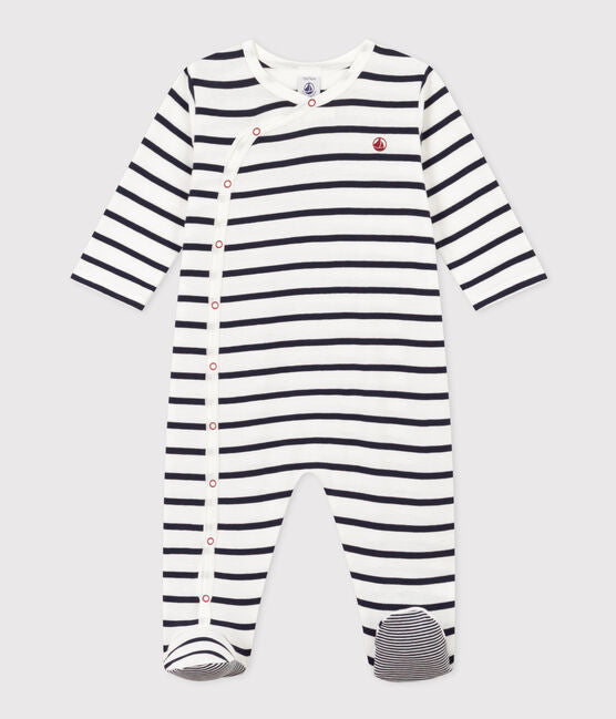 Gestreifter Baby-Pyjama aus Rippstrick