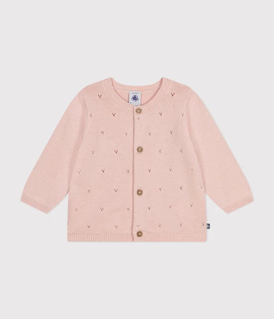 Baby-Cardigan aus Baumwollstrick in Ajour-Optik
