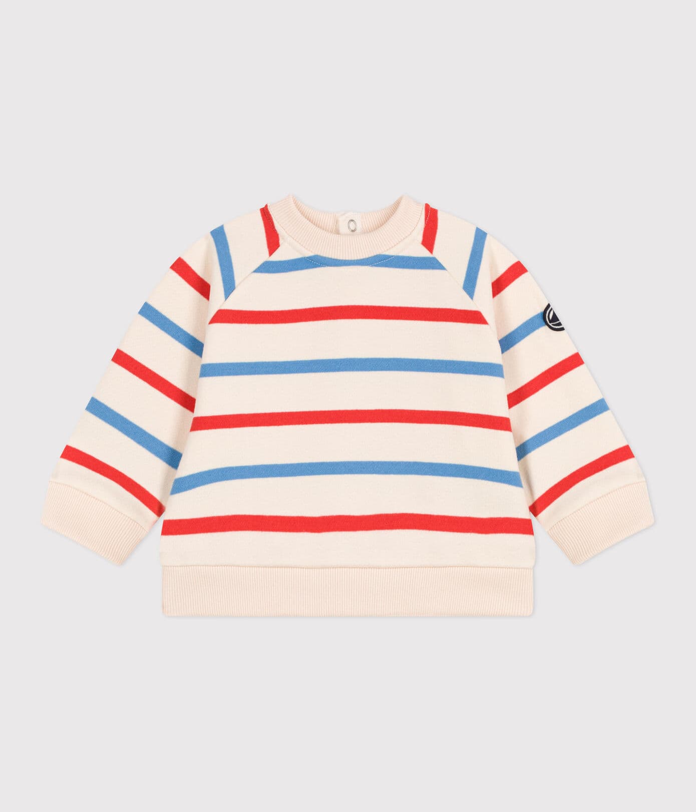 Baby-Sweatshirt aus Baumwolle mit zweifarbigen Matrosenstreifen
