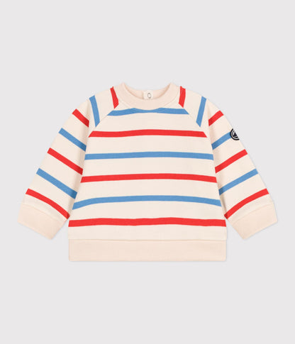 Baby-Sweatshirt aus Baumwolle mit zweifarbigen Matrosenstreifen