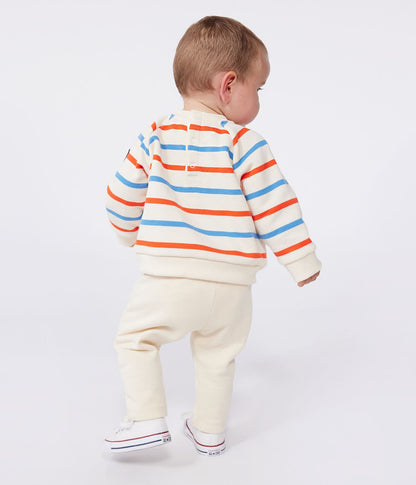 Baby-Sweatshirt aus Baumwolle mit zweifarbigen Matrosenstreifen