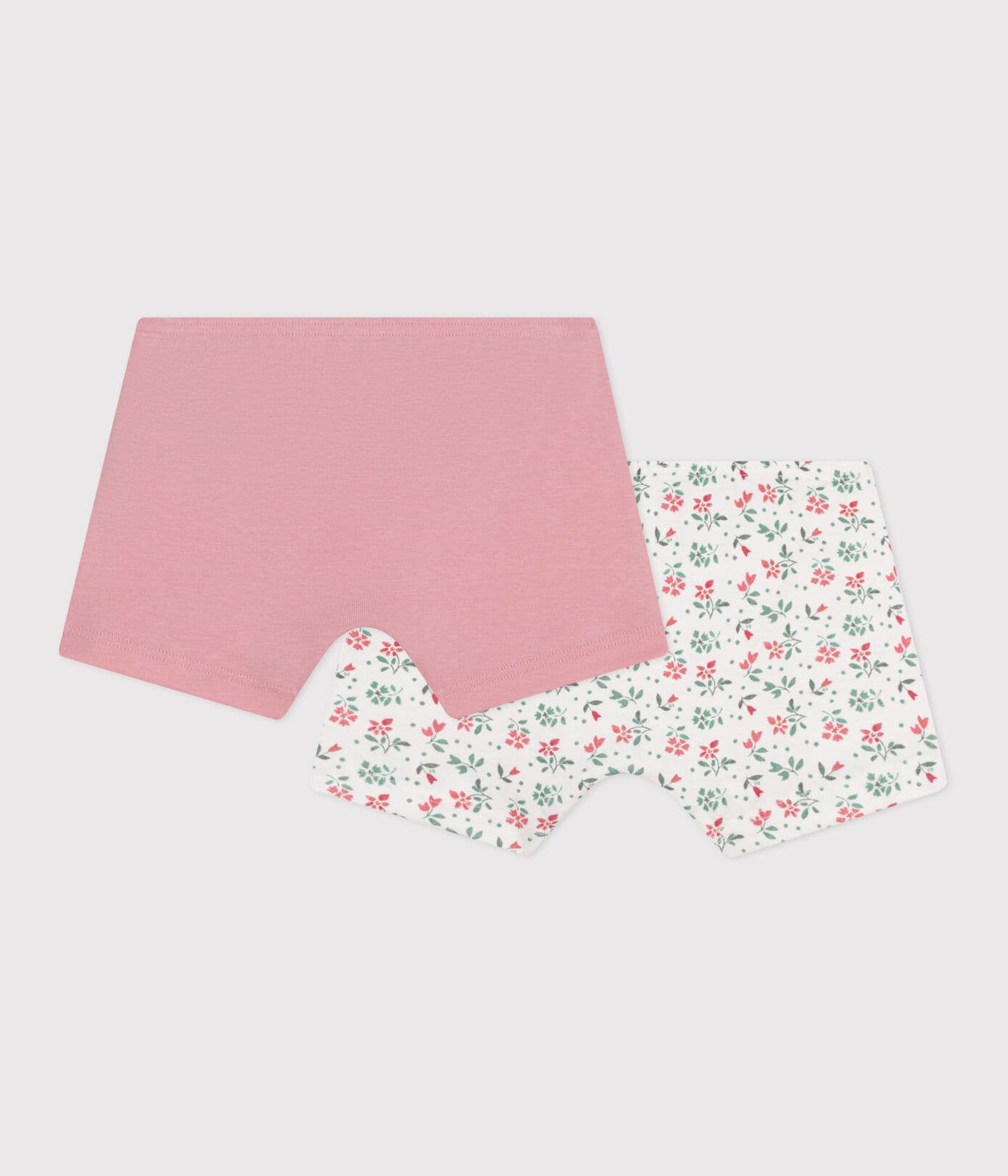 2er-Set hohe Kinder-Shortys aus Baumwolle mit Blumenmotiv