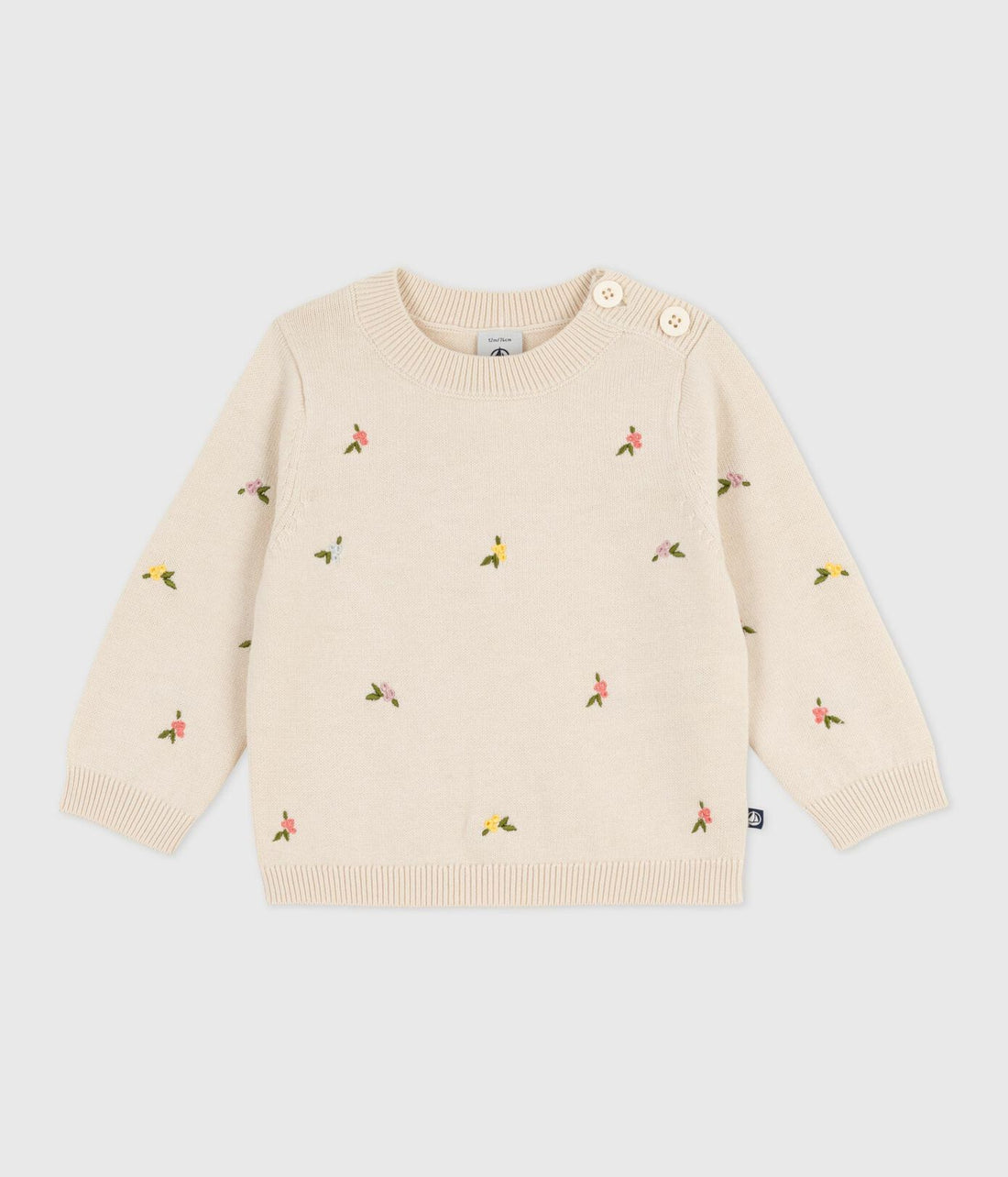 Baby-Pullover aus Wolle und Baumwolle mit bestickten Blumen