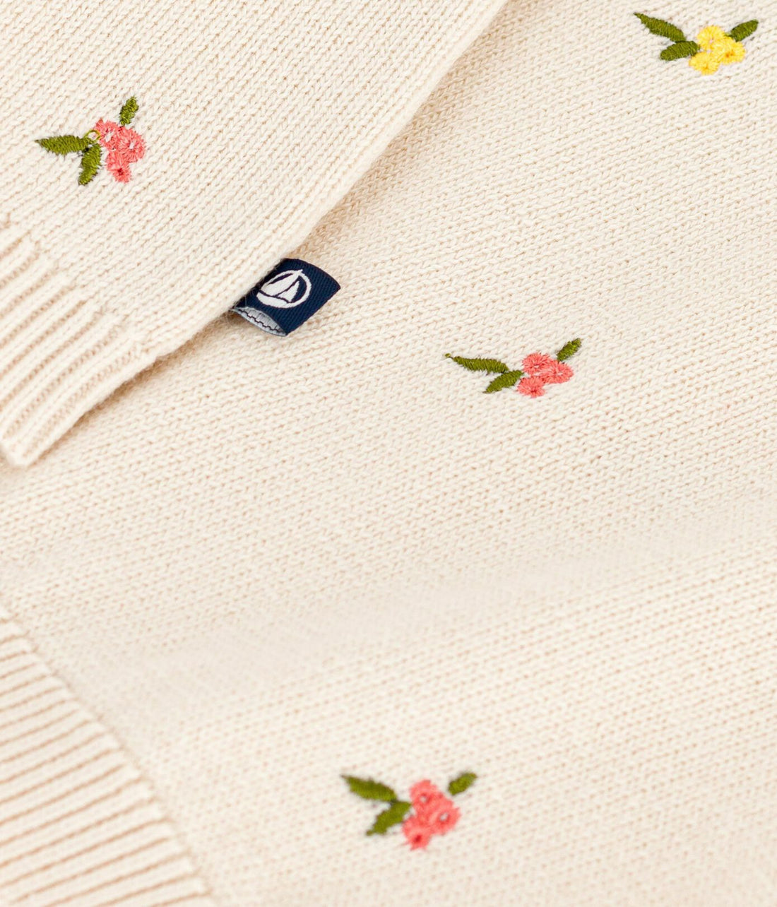 Baby-Pullover aus Wolle und Baumwolle mit bestickten Blumen
