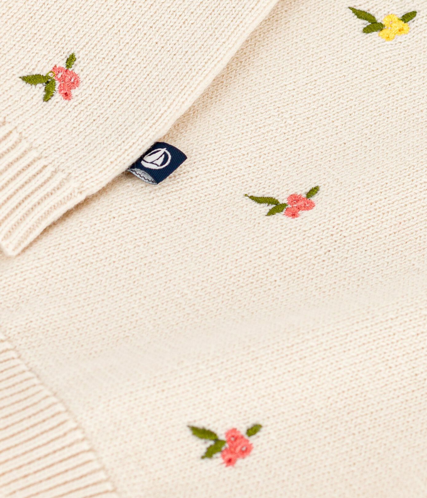 Baby-Pullover aus Wolle und Baumwolle mit bestickten Blumen