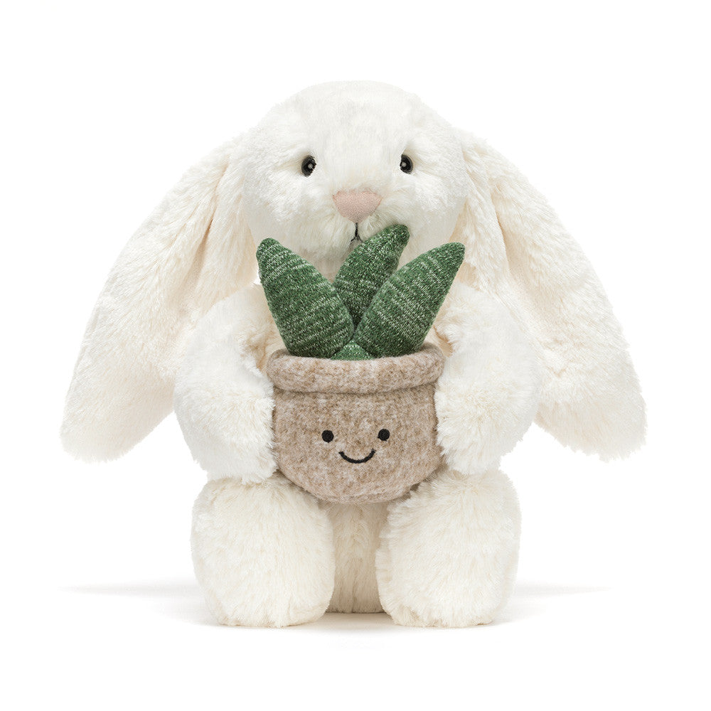 Kuscheltier Cream Bunny with Plant