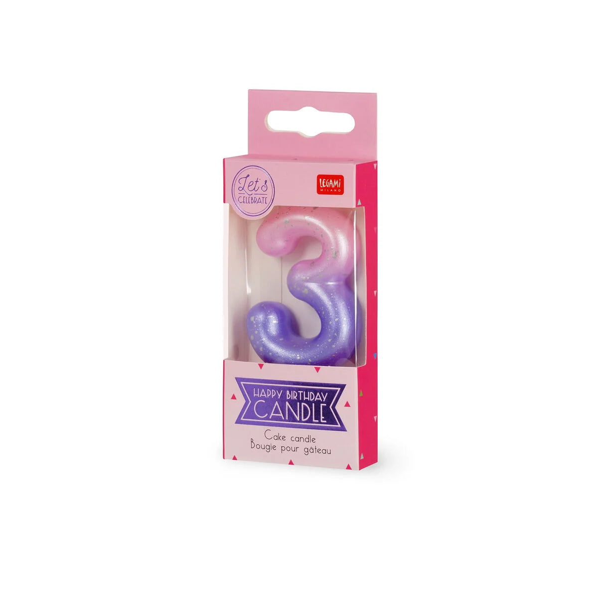 Tortenkerze Pink - 3 - Happy Birthday Candle