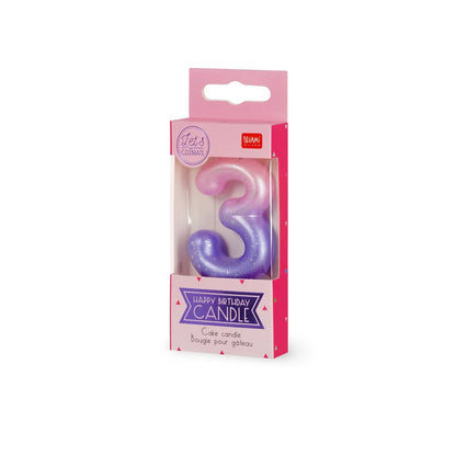 Tortenkerze Pink - 3 - Happy Birthday Candle