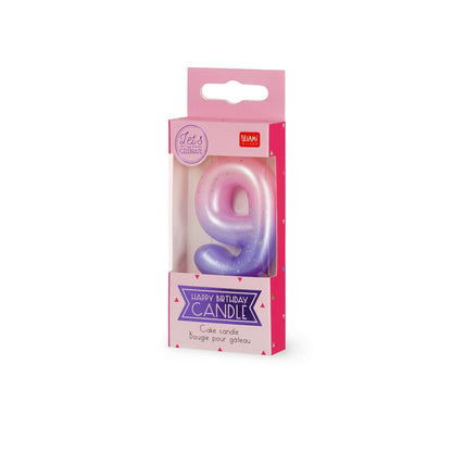 Tortenkerze Pink - 9 - Happy Birthday Candle