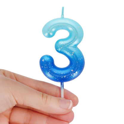 Tortenkerze Blue - 3 - Happy Birthday Candle