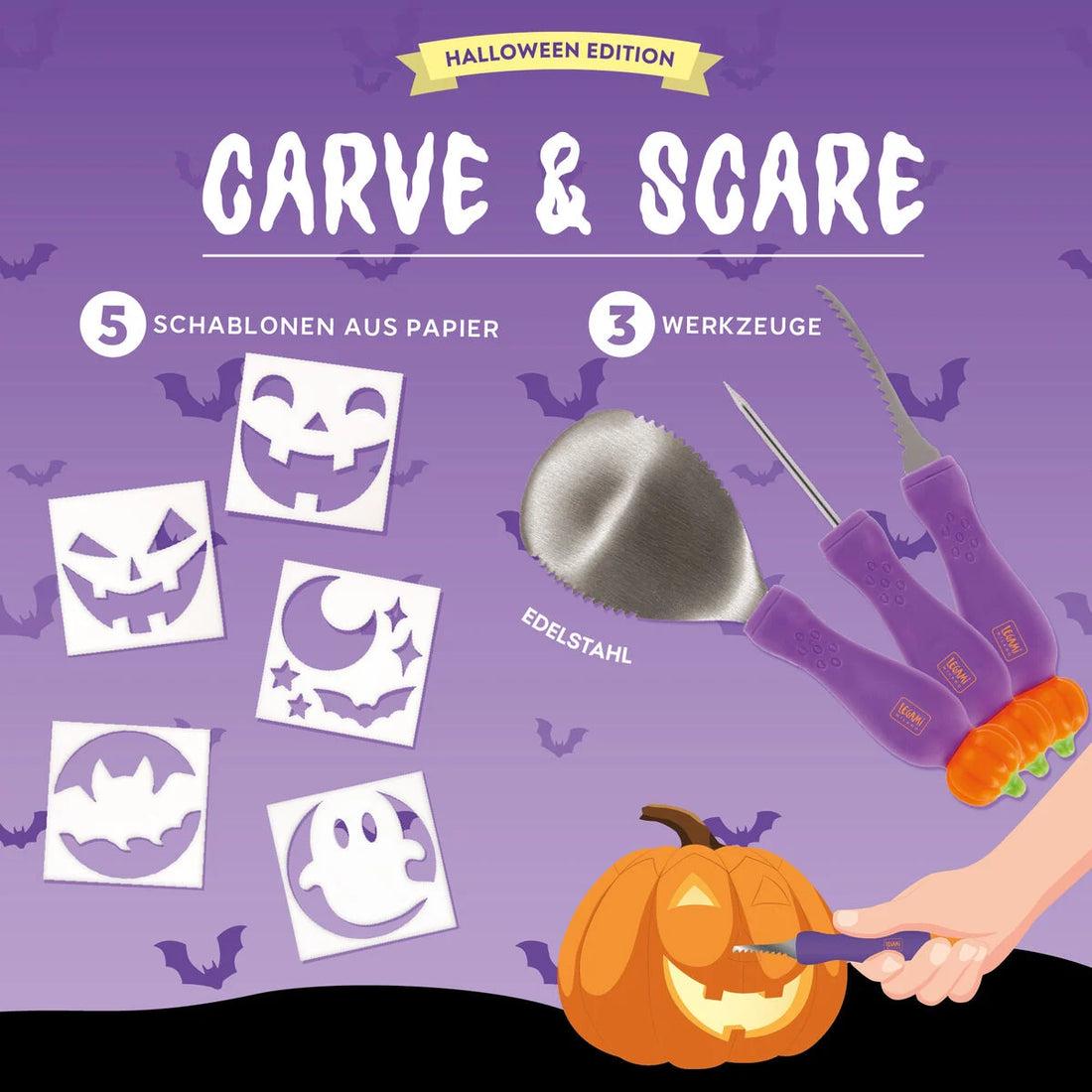Halloween -Kürbisschnitzset - Carve &amp; Scare