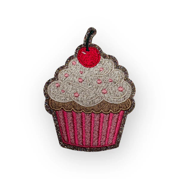 Glitzer Sticker Cupcake mit Kirsche