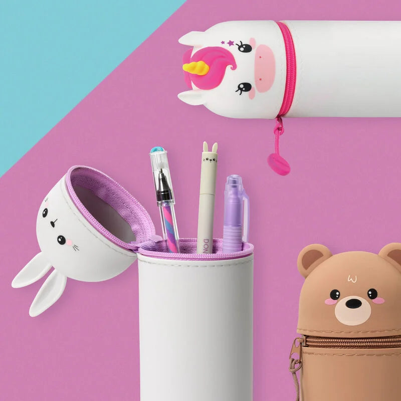 2 in 1 Federmäppchen KAWAII aus weichem Silikon - Teddybär