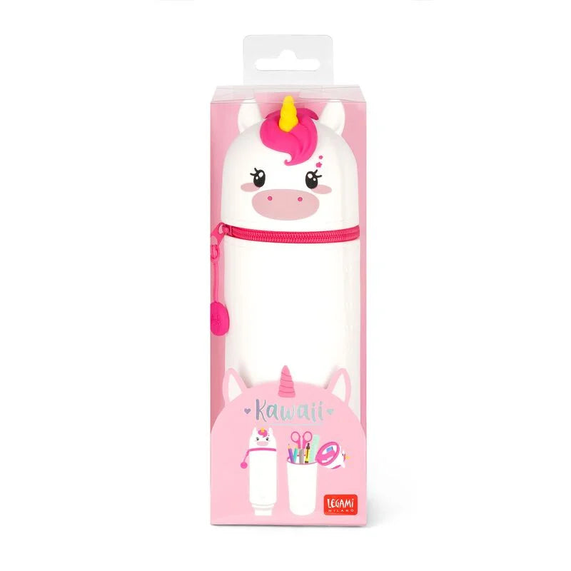 2 in 1 Federmäppchen KAWAII aus weichem Silikon - Unicorn