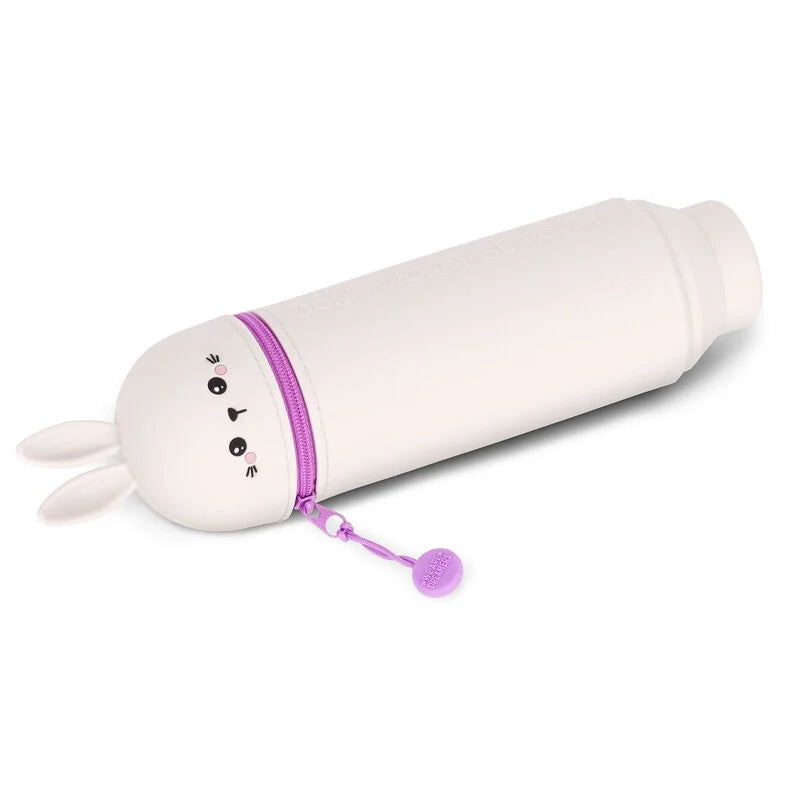 2 in 1 Federmäppchen KAWAII aus weichem Silikon - Bunny