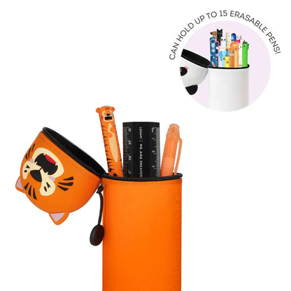2 in 1 Federmäppchen KAWAII aus weichem Silikon - Tiger