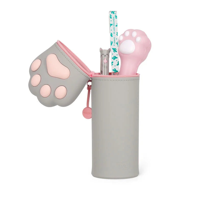 2 in 1 Federmäppchen KAWAII aus weichem Silikon - Kitty Paw
