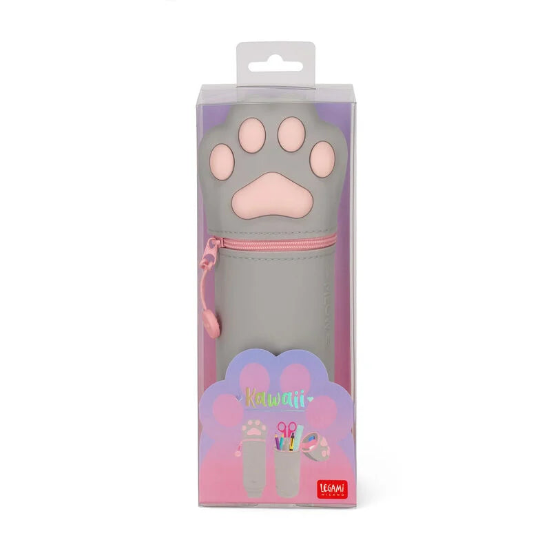 2 in 1 Federmäppchen KAWAII aus weichem Silikon - Kitty Paw