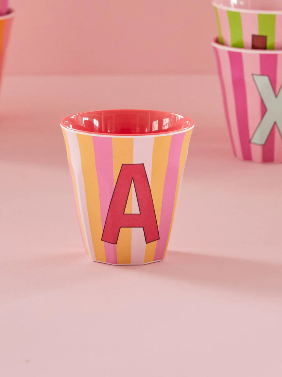 Mittelgroßer Becher - Pink - A - Stripes