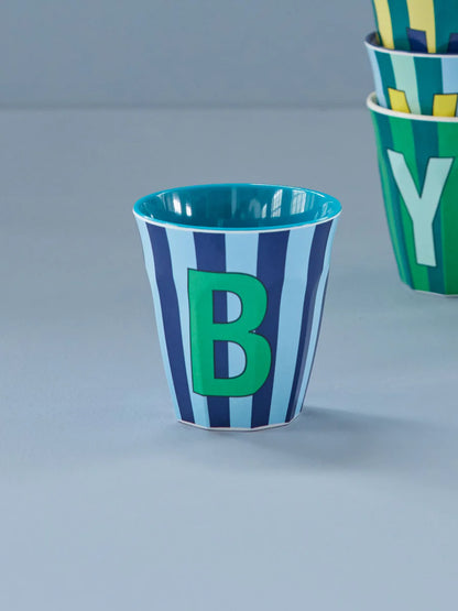Mittelgroßer Becher - Blau - B - Stripes